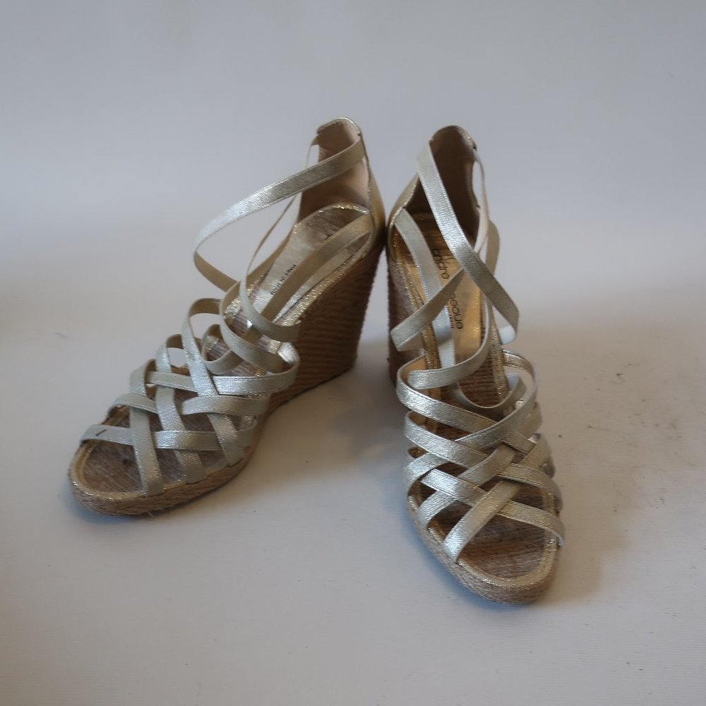 ANDRE ASSOUS STRAP ESPADRILLE WEDGE HEEL SANDAL 9* - Picture 2 of 10